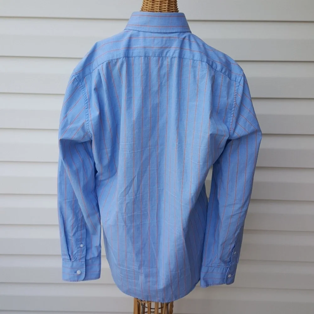 J.CREW Blue w/Orange Windowpane L/S Button-Down Shirt Size 16-16.5